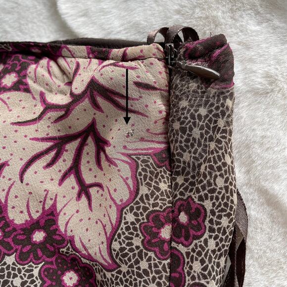 🔥Y2K Anne Klein 100% Silk Romantic Floral Bohemian Flowy Asymmetrical Skirt 16W - Picture 9 of 9